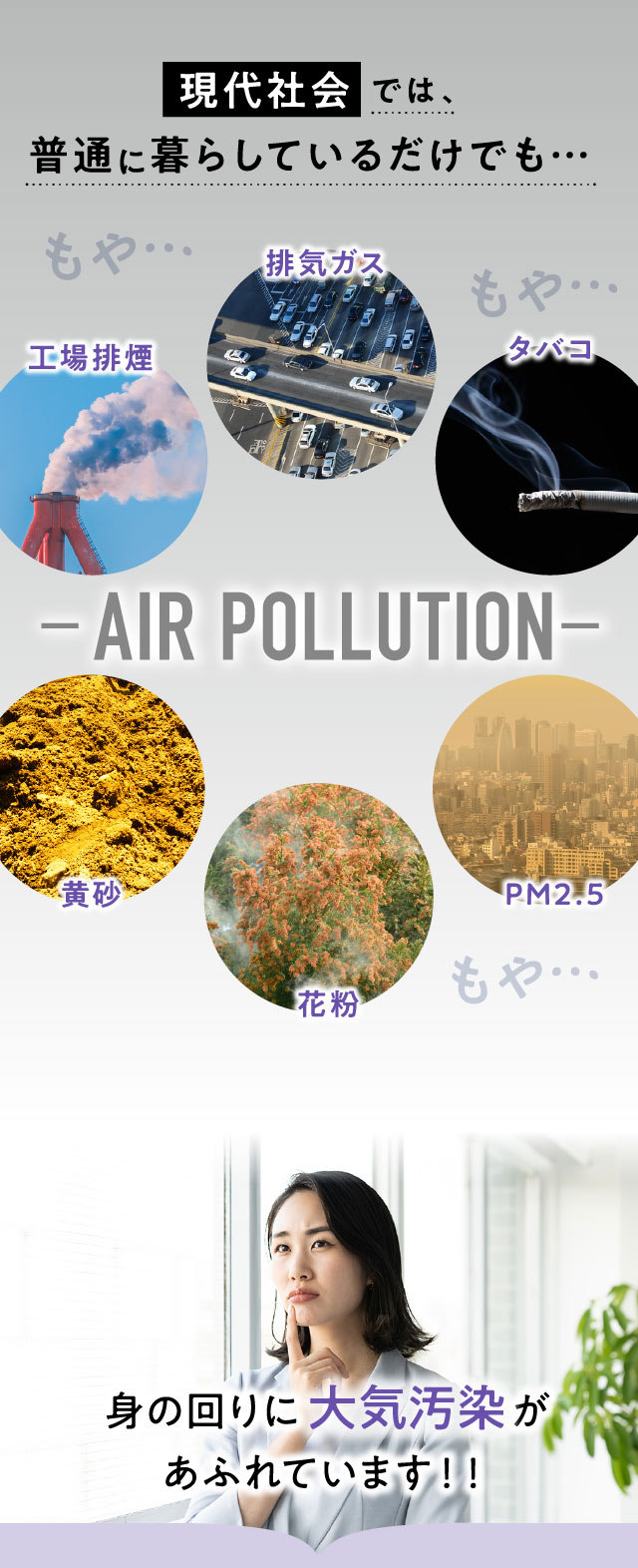 現代社会 では、普通に暮らしているだけでも身の回りに大気汚染があふれています！！