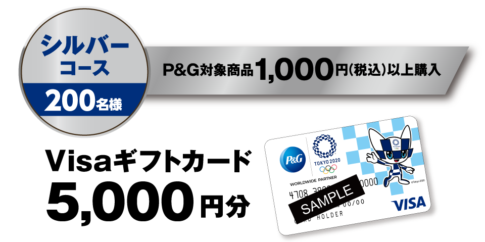 【シルバーコース 200名様】P&G対象商品1,000円（税込）以上購入/Visaギフトカード5,000円分
